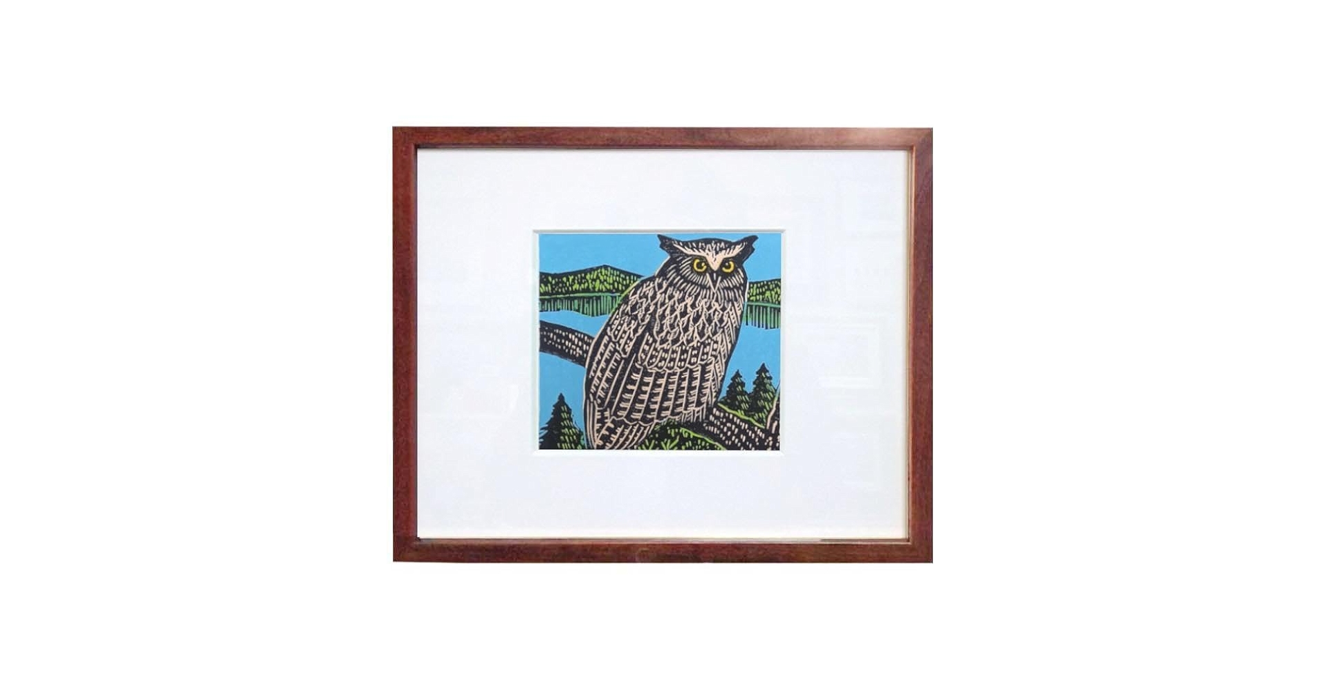 ☆手島圭三郎☆「ふくろうと少女、花」木版画 全紙サイズ 未使用額 ☆手島圭三郎☆「ふくろうと少女、花」木版画 全紙サイズ 未使用額